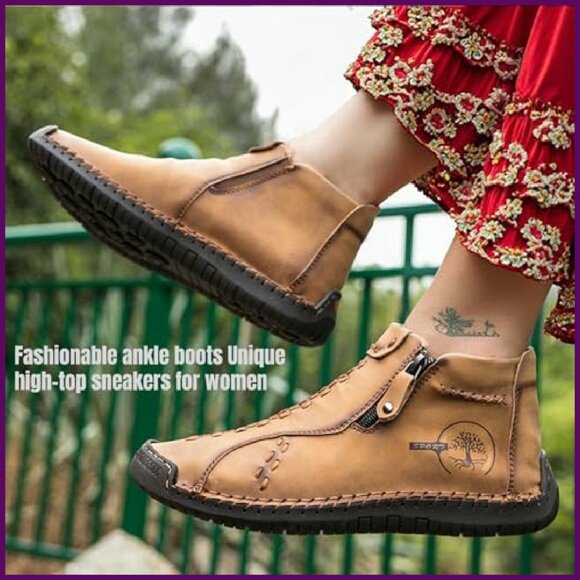 Amazon.com | Ankle Boots for Women Arch Support Womens Low  Women\'s Ankle Boots Flat Zipper Casual Fashion Boots Soft Leather